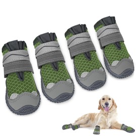 SlowTon Dog Shoes Paw Protection, Pack of 4 Breathable Dog Shoes Outdoor with Non-Slip Sole, Adjustable Reflective Velcro Dog Boots for Small, Medium and Large Dogs