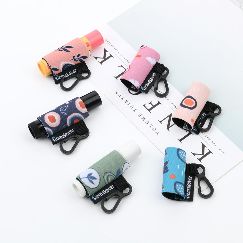 6 Pack Compact Clip-On Lipstick Holder Premium Release Clip Neoprene