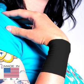Tat2X Ink Armor Premium Wrist 3" Tattoo Cover Up Sleeve - Super Comfy - U.S. Made - Black - ML (single wrist cover sleeve)
