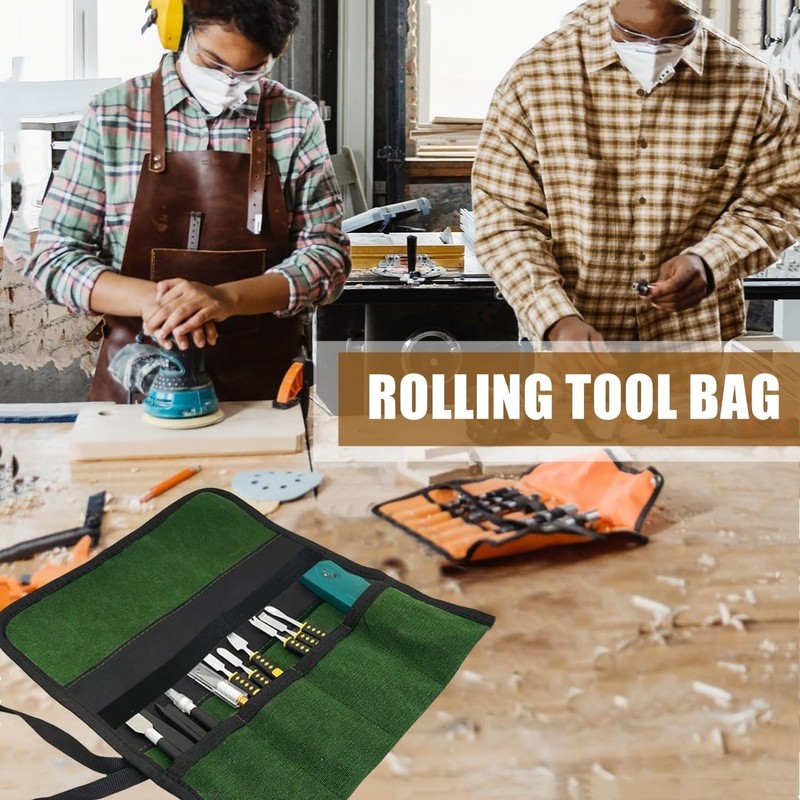 BLIRITEL Tool Roll Up Bag, Canvas Tool Organizer with 4