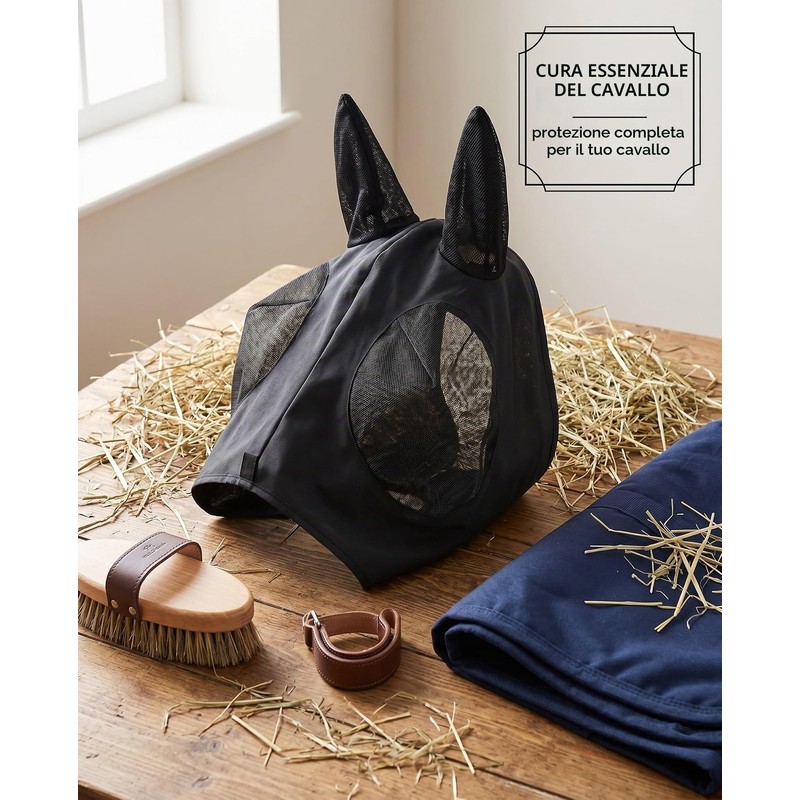 UEAVOID Maschera Cavallo Anti-Mosche 1 pezzo, Protezione UV, Traspirante, con