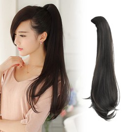 Ponytail Extension Black Hair Extension Ponytail 24" Long Claw Hair Extensions for Women Black Hair Extensions Ponytail Extension Claw（Natural Black）
