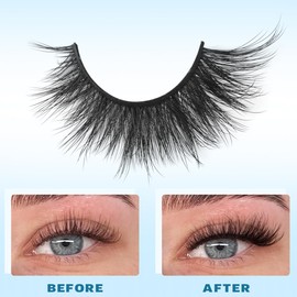 Kiromiro Lashes Wispy False Eyelashes Cat Eye Spiky Faux Mink Lashes 3D Volume Eyelash 18mm Soft Silk Strip Eyelashes Pack
