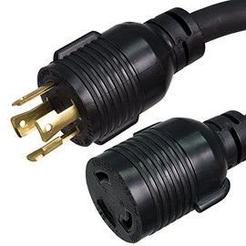 NEMA L14-30P to L5-30R Power Cord, 30A/125V, 10/3 SJOOW - Iron Box Part # IBX-9523-01 (1 Foot)