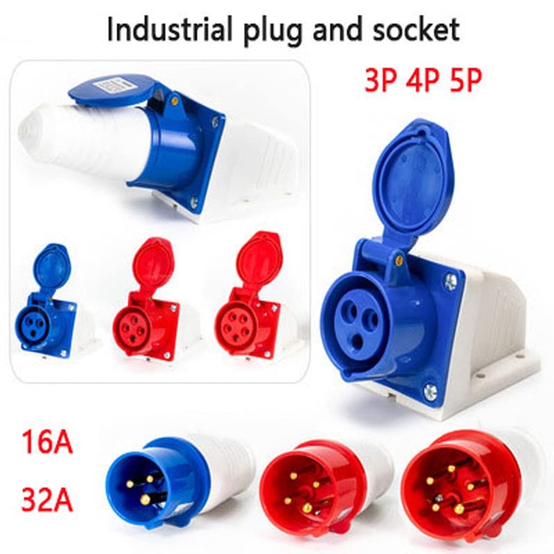 ExcInter 5PIN 32A Wall mounted socket Industrial Plug Sockets 2P+E