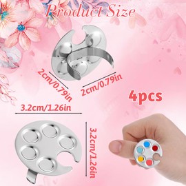 4 Pack Mini Nail Art Palette, Nail Rings Palette, Finger Rings Metal Manicure Palette Tools, Nail Polish Mixing Plate, Gel Palette Manicure for Nail Art Display