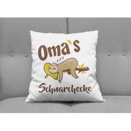 LIEBTASTISCH Cushion with Saying – Grandma's Snoring Corner – Sloth – Cushion Cover with Filling – Birthday – Gift Best Grandma – Decorative Cushion – White 40 cm x 40 cm