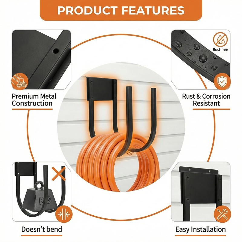 2 Pack Slat Wall Hose Hanger, Heavy Duty Metal Hose
