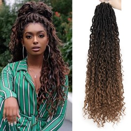 Goddess Locs Crochet Hair 26Inch 8Packs Faux Locs Pre-looped Boho River Locs Hippie Locs Bohemian Locs Crochet Hair for Black Women(1B/4/30, 26inch(Pack of 8))