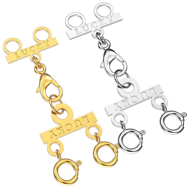 Lucky Necklace Layering Clasp 18K Gold and Silver Multi Strand