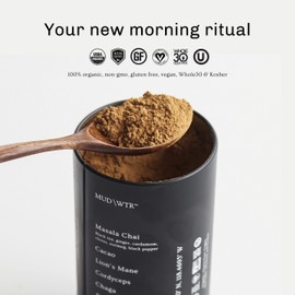 MUDWTR - 30 Serving :rise (180g) Mushroom-Based Coffee Alternative, Low Caffeine & Organic Ingredients, Vegan, Gluten Free, Non-GMO Whole30 Approved