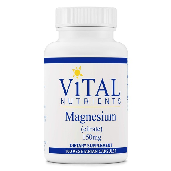 Vital Nutrients - Magnesium Citrate - Magnesium for Enhanced Absorption - Gluten Free, Vegan Formula - 100 Vegetarian Capsules per Bottle - 150 mg