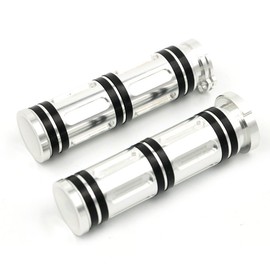 Anzene Heavy Duty CNC Billet Edge Cut 1" Handlebar Hand Grips for Harley Davidson Sportster Dyna Softail Touring (Silver)