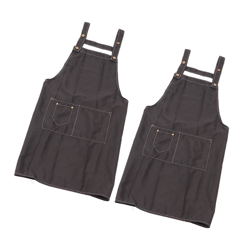 2 Pcs Black Cotton Apron Kitchen Breathable Oil Resistant Apron