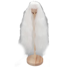 Doll Wavy Wigs Soft High Temperature Fiber Lightweight Doll Long Wigs with Bangs for 1/4 Ball Jointed Dolls White