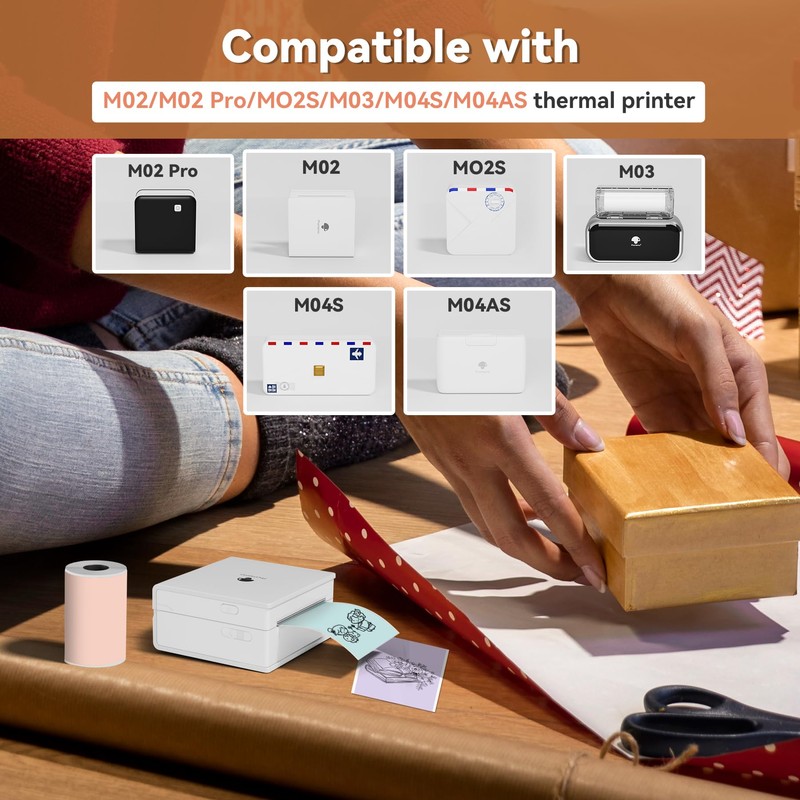 Phomemo Printer Paper for Sticker Printer, Thermal Paper for Inkless