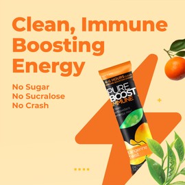 Pureboost Immune Clean Energy Drink Mix: Immunity Supplement with Elderberry, 1200 mg Vitamin C, Vitamins A + D, Zinc, 28 Vitamins, Minerals and Supernutrients (Tangerine Twist, 30 Count)