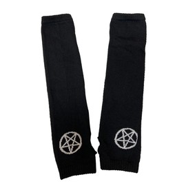 Ro Rox Pamela Man Knitted Fingerless Gloves Pentagram Gothic Wicca, black