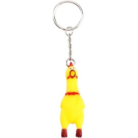Yellow Shrilling Screaming Chicken Keychain, Mini Rubber Squeeze Screaming Chicken, Gags and Practical Joke Pendant Keychain Prank Key Chain Novelty for Bags Keys Phones Keyrings, Keychains