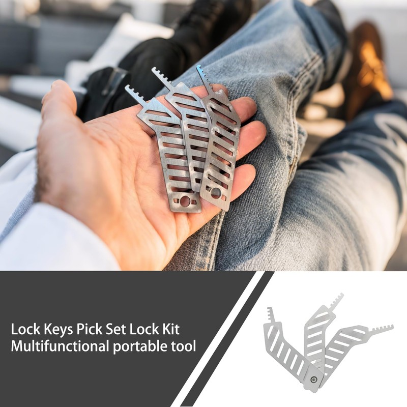 Fokmuaex Stainless Steel Comb Lock 3-in-1 Tool Set Portable car