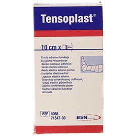 BSN - Tensoplast Elastische Klebebinde, weiche Kanten und poröses Klebematerial, Gelbe Mittellinie, Größe 4,5 m x 10 cm, 1 Stück