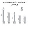 200 Pcs M4 Cross Countersunk Head Screws Bolts and Nuts