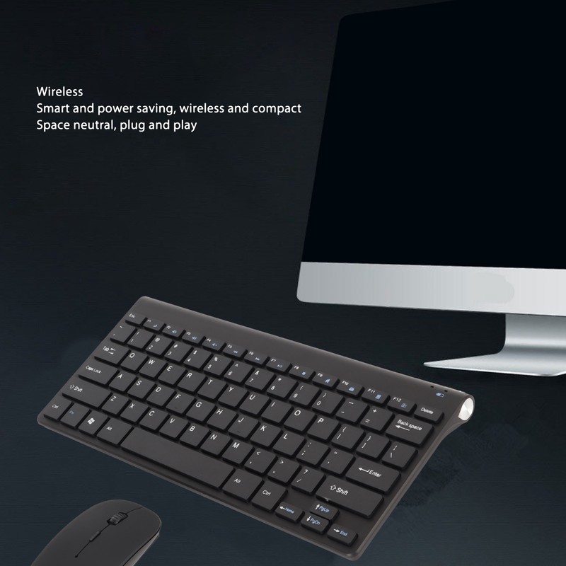 Smart Wireless Keyboard Mouse Kit Silent LED Indicator Waterproof Power