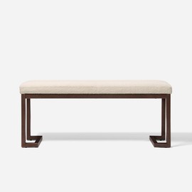 SVRCK Upholstered Bench with Boucle Fabric and Sturdy Metal Frame, Pearl White, Modern Design for Bedroom or Entryway