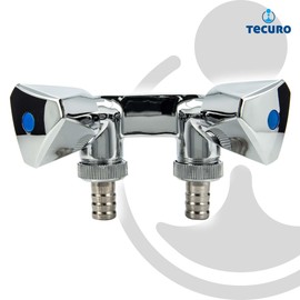 tecuro -22273 Double Device Valve with 2 Outlets Shiny Chrome-Plated Brass