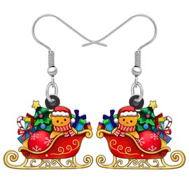 DUOWEI Acrylic Christmas Truck Earrings Dangle Jewellery for Women Girls Festival Gifts, Acrylic, No Gemstone