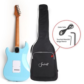 Fojill Full Size Electric Guitar Solid Mahogany Body Roasted Canadian Maple Neck Genuine Rosewood Fretboard Bone Nut With Padded Gig Bag