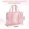 Edelefas Clear Pink Striped PVC Makeup Bag, Large 10.2 x