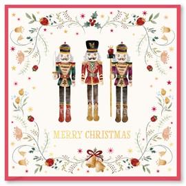 Design By Violet Merry Christmas Card Nutcracker Design- 15cm x 15cm - Red Envelope, Blank Insert - Xmas Card, Card for Christmas, UK Design