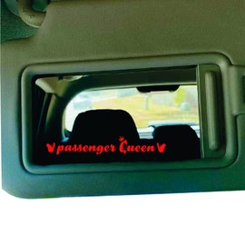 2 Pcs Passenger Queen Sticker -Nouiroy Funny Car Stickers Decal Cute for Rearview Mirror Car Window Vinyl Princess Letter Decals Car Decoration Accessories for Women (Red)