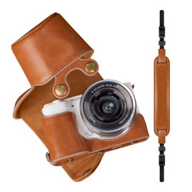 MUZIRI KINOKOO ZVE10 Brown Modern PU Leather Camera Case Bag Compatible with Sony ZV-E10 ZVE10 Camera with 16-50mm Lens