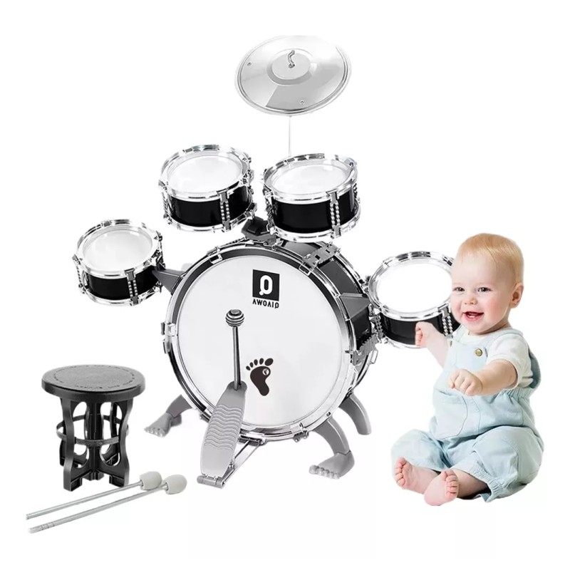 TOYGAGADE Batería Niños Banco Baquetas Platillo Bombo Musicales Toygagade