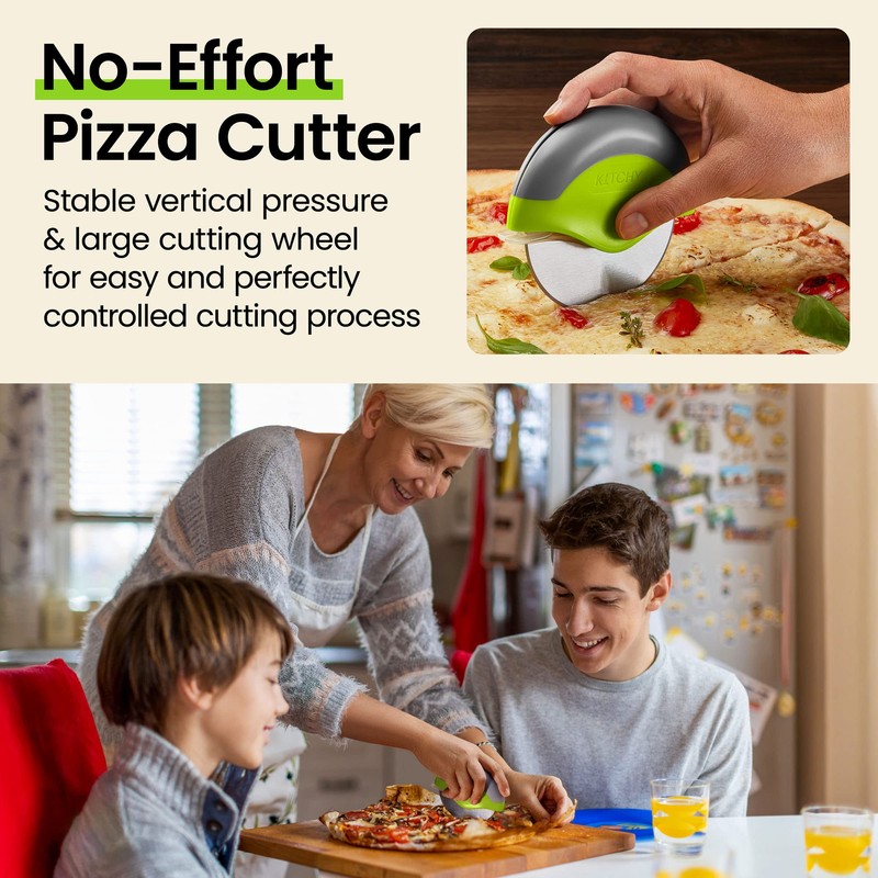 Kitchy Pizza Cutter Wheel with Protective Blade Cover, Ergonomic Pizza