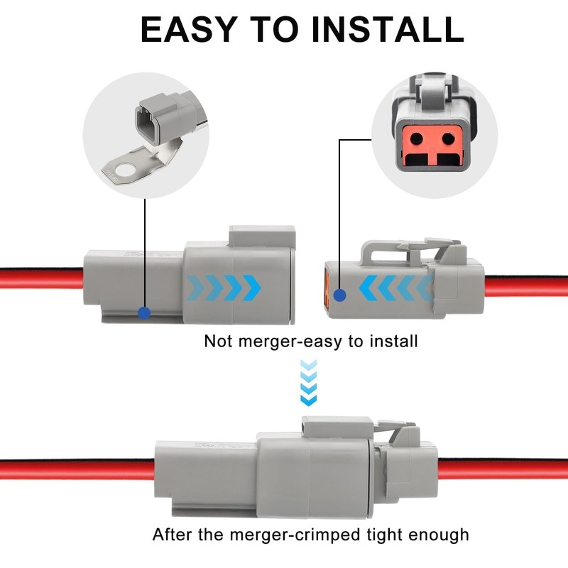 Linkstyle DTP 2 Pin Connectors Kit with 12 AWG Cable,