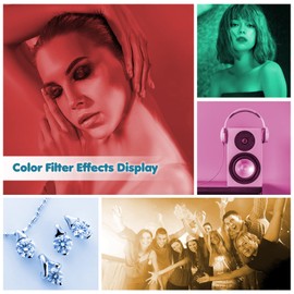 Andoer Colour Filter Set, 24 Pieces Speedlite Colour Foil Flash Gels, Coloured Colour Film Film Colour Correction Filter Kit for Godox V1 Series Flash Unit H200R Flash Head with Storage Bag