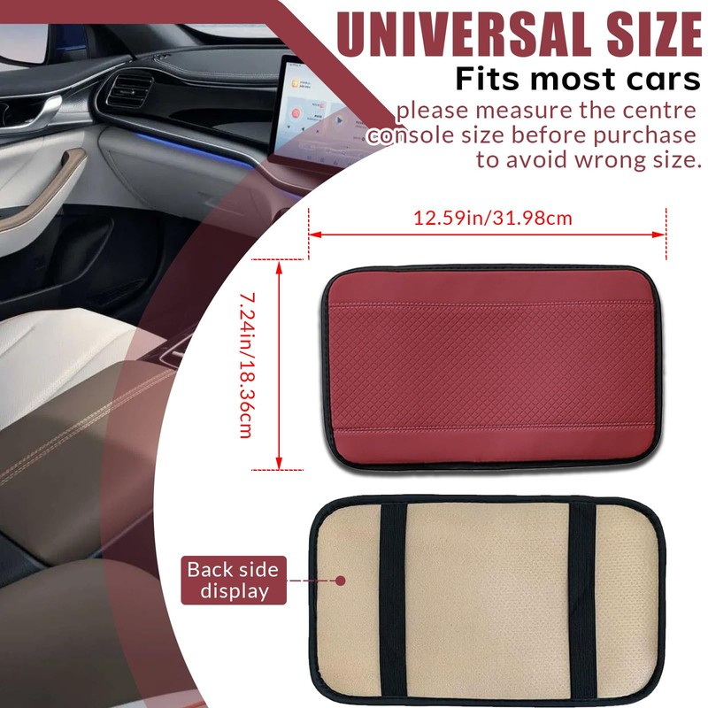 Piburth Car Center Console Armrest Pad, 12.6X 7.2 Inch PU