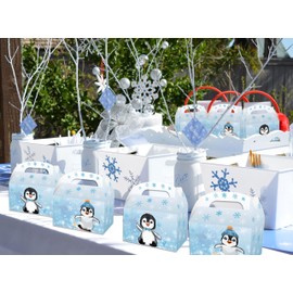 JeVenis 12 PCS Penguin Party Favor Boxes Treat Bags Candy Goodie Bags for Penguin Onederland Birthday Party Decor & Baby Shower Decorations
