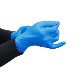 King Midas Nitrile Gloves- Box of 100, Powder Free, Latex Free (Large, Blue)
