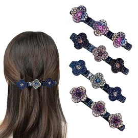 CPJJ Hair Clips Women Hair Clips with Sparkling Crystal Rhinestones Braiding Hair Clips Rhinestone Hair Clips for Women and Girls Elegant Hair Styling Clips 4 Pieces, bronze