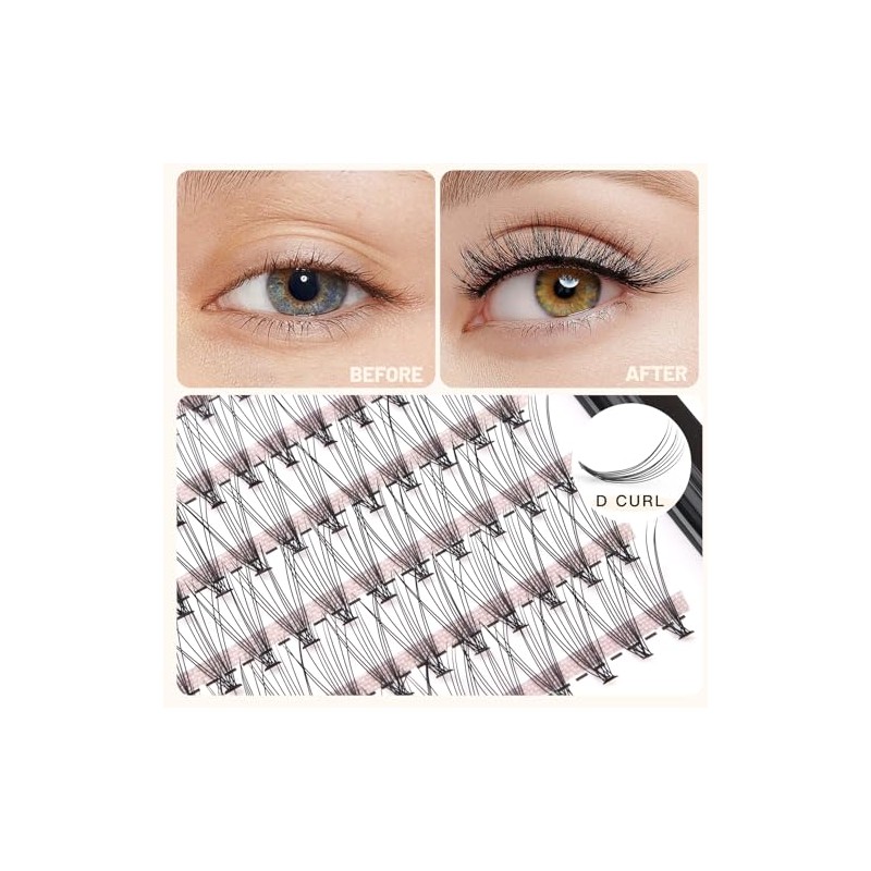 Bodermincer Extensiones de pestaas individuales, 240 paquetes de rizo D,