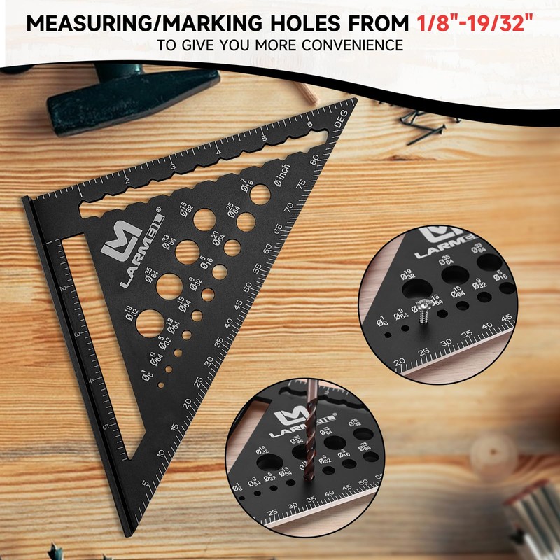 LARMEIL 12 Inch Framing Carpenter Square, Woodworking Square Ruler, Try