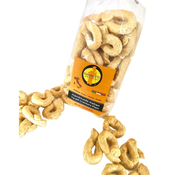 Giannetti Artisans Handmade Traditional (Plain) Taralli Crackers - (2-pack of 10.58 oz bags) - Imported from Italy (2)