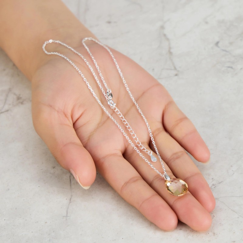 Philip Jones Sterling Silver Golden Shadow Necklace Created with Zircondia®
