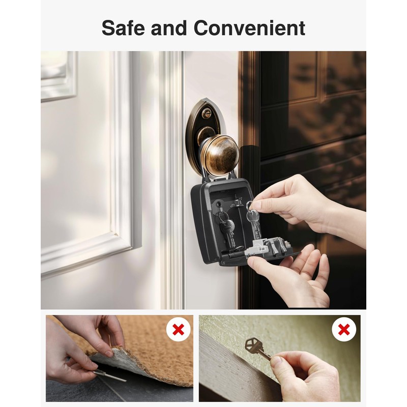 Puroma Large Key Lockbox with Hook, Resettable Combination Code Lock