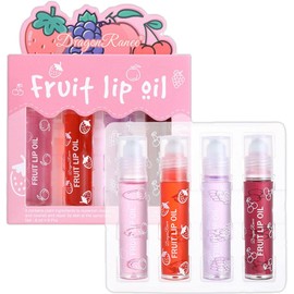 Littryee Brillo Labios Aceite Labial hidratante para niñas Juego Labios con Bola rodante con Sabor FRU-ta Fresca, bálsamo Labial hidratante, Juego Brillo Labios con Roll