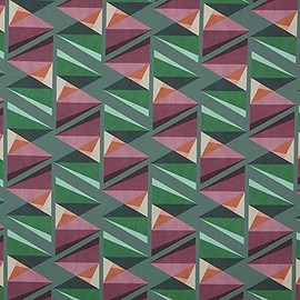 Kt KILOtela Half Panama Digital Print Canvas Fabric 100% Organic Cotton Oeko-Tex Standard 100 - Length 100 cm x Width 280 cm - Geometric Pattern Purple Green